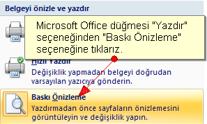 Office 2007 Baskı Önizleme