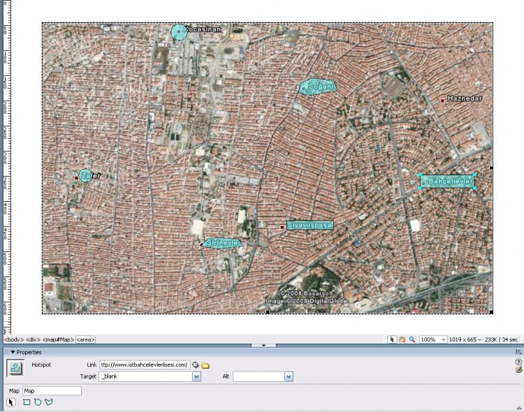 Image map kullanarak bahçelievler ilçesindeki okulların linklerini veren uygulama ödevi