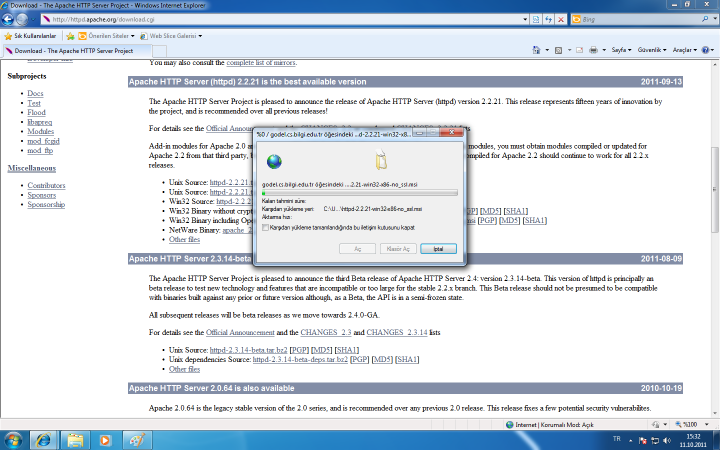 Apache 2.x Kurulumu