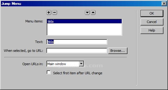 Go To Url, Jump Menu, Jump Menu Go, Open Browser Window, Preload Images