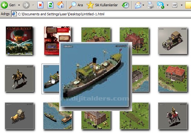 Dreamweaver Behaviors kullanarak ufak resmi mouse üzerine geldiğinde aynı pencerede büyütmek