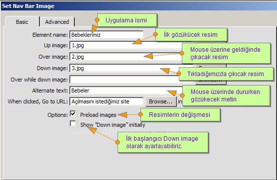 Set Nav Bar Image, Set Text, ShowHide Image, Swap Image, Swap Image Restore