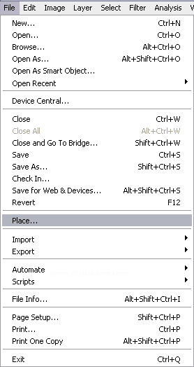 Open As Smart Object, Revert, Place