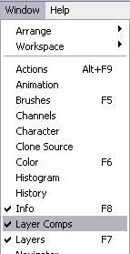 Histogram, Info, Layer Comps