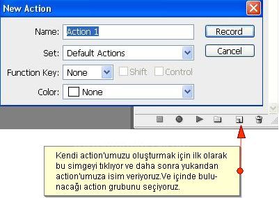 Actions Paneli, Actions Yüklemek, Actions Örneği