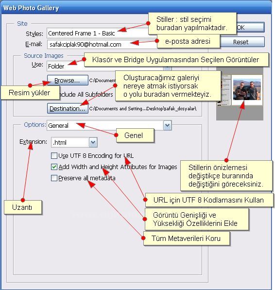 Automate menüsünden Web Photo Galery