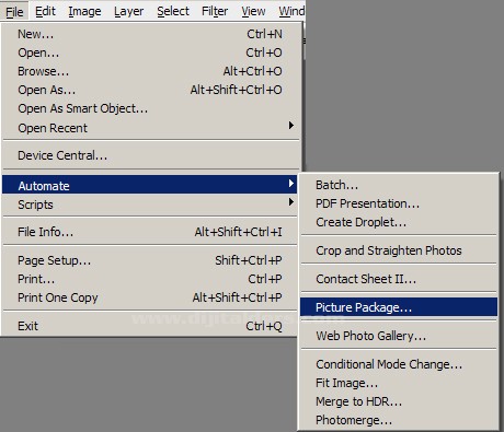 Automate Menüsü Picture Package