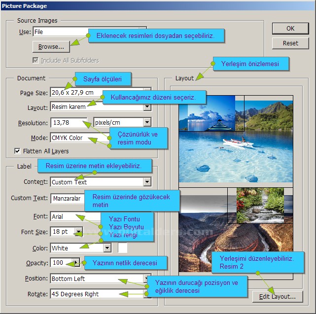 Automate Menüsü Picture Package