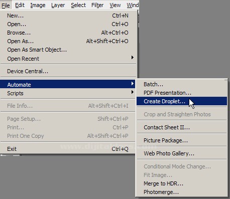 Automate Menüsü Create Droplet