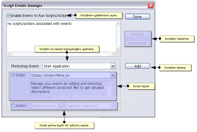 Scripts Event Manager ,Load Files Into Stack,Scripts Browse menüsü