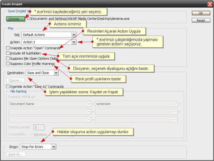 Automate menüsünden Create Droplet