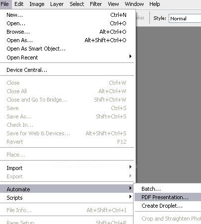 Automate menüsünden PDF Presentation