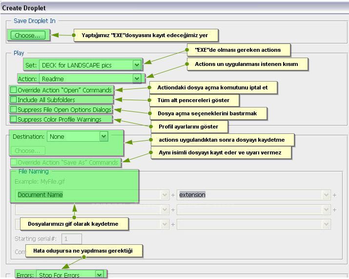 Ödev 35. Automate Menüsünden Create Droplet