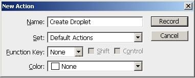 Automate menüsünden Create Droplet