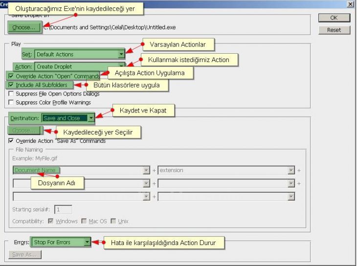 Automate menüsünden Create Droplet