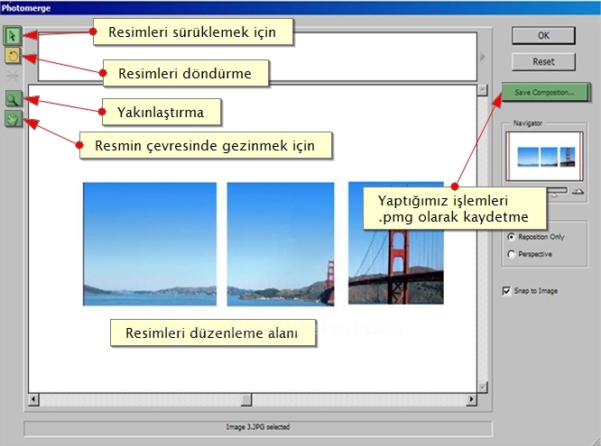 Automate Menüsünden Photomerge