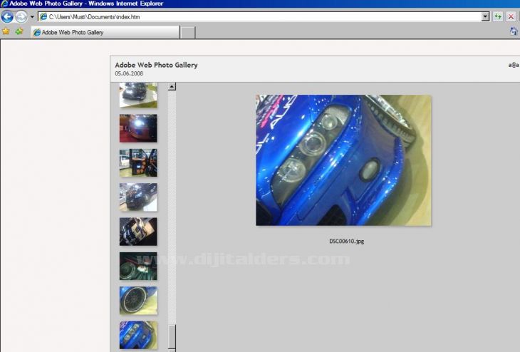 Automate Menüsünden Web Photo Galery