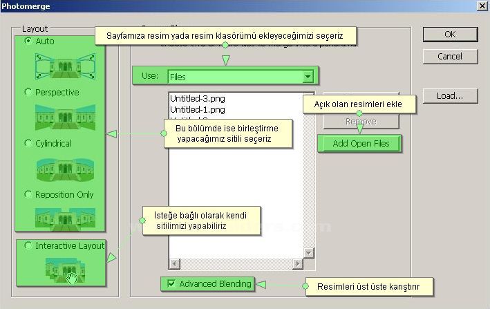 Automate Menüsünden Photomerge