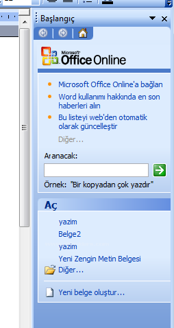 Araçlarseçenekler Menüsü