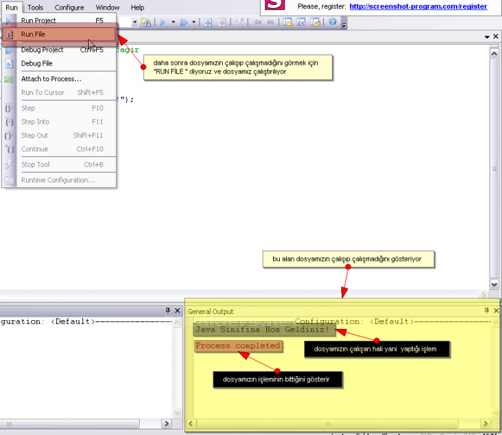 Java Classpath tanımlamaları, Consolda ilk program yazılması, derlenmesi, çalıştırılması Aynı uygulamanın Netbeansta yapılışı ve class, java ve jar dosyalarının gösterilmesi