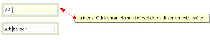 Cssin Html İçerisinde Kullanım Şekilleri, Puseduo Class Örnekleri