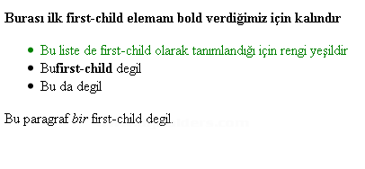 Cssin Html İçerisinde Kullanım Şekilleri, Puseduo Class Örnekleri
