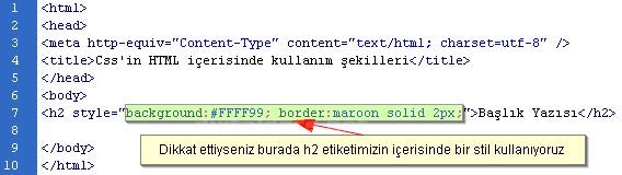 Cssin HTML içerisinde kullanım şekilleri, puseduo class örnekleri