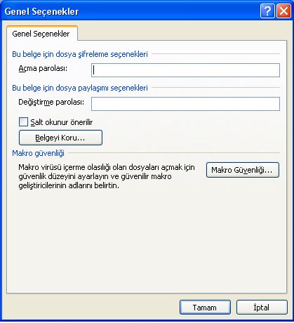 Microsoft Officeword Seçenekleri