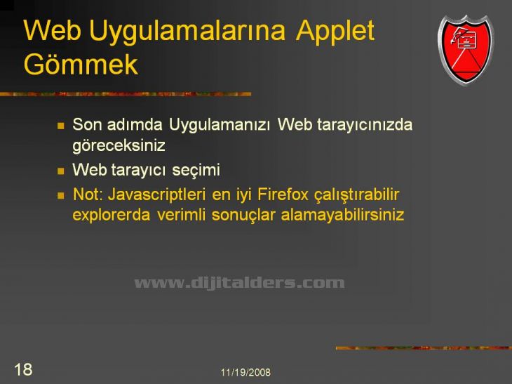 Java Netbeans I D E NetBeans IDEsi üzerinden Applet Çalıştırmak Konsol üzerinden derlenip çalıştırılabilen Appletlerin NetBeans IDEsi ile daha kolay çalıştırılması