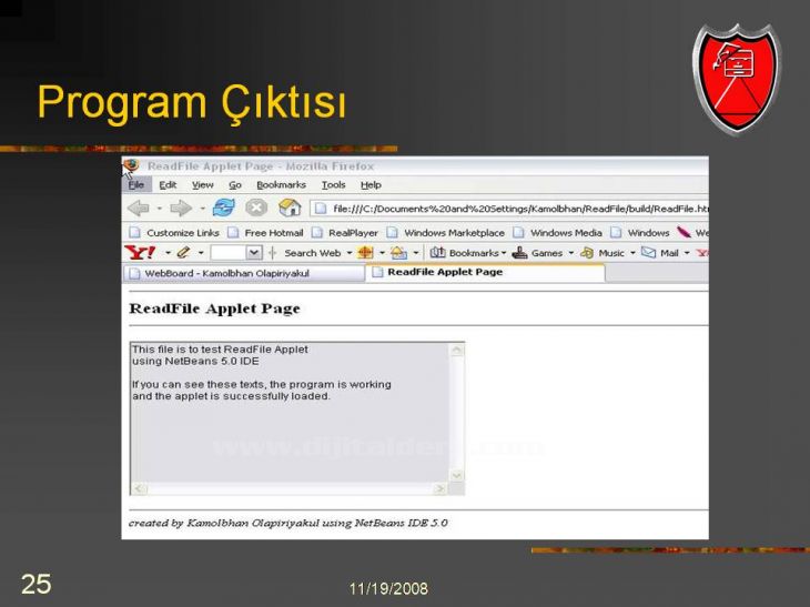 Java Netbeans I D E NetBeans IDEsi üzerinden Applet Çalıştırmak Konsol üzerinden derlenip çalıştırılabilen Appletlerin NetBeans IDEsi ile daha kolay çalıştırılması