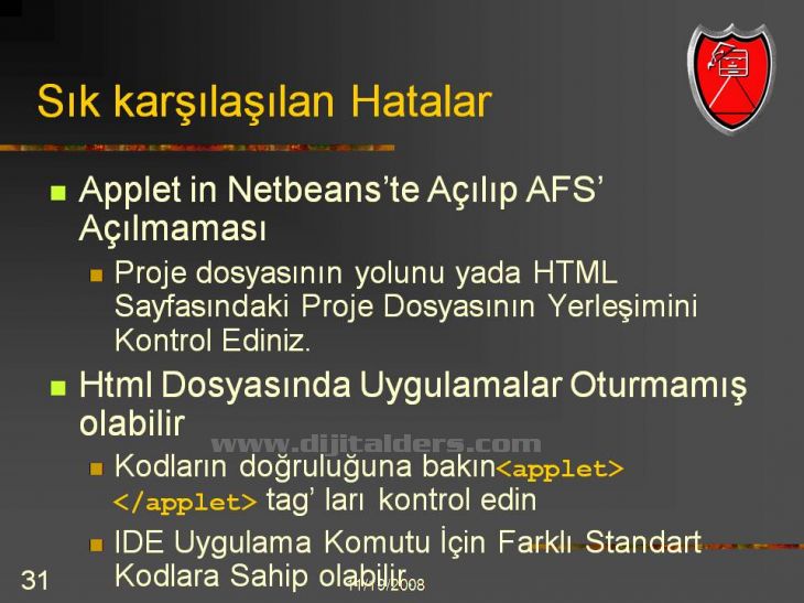 Java Netbeans I D E NetBeans IDEsi üzerinden Applet Çalıştırmak Konsol üzerinden derlenip çalıştırılabilen Appletlerin NetBeans IDEsi ile daha kolay çalıştırılması