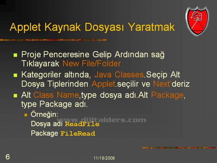 Java Netbeans I D E NetBeans IDEsi üzerinden Applet Çalıştırmak Konsol üzerinden derlenip çalıştırılabilen Appletlerin NetBeans IDEsi ile daha kolay çalıştırılması