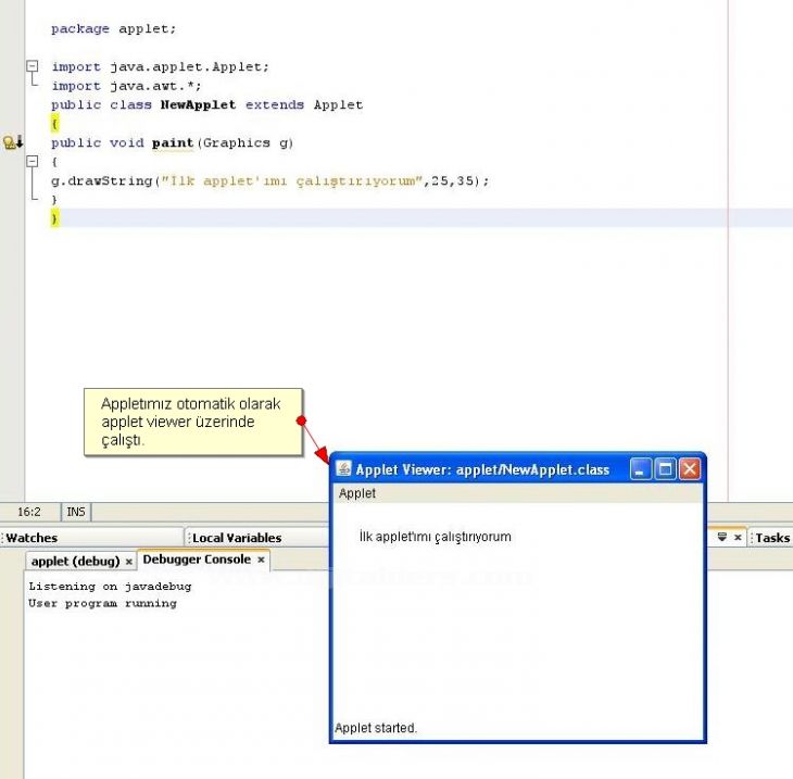 Konsolda Ve Netbeans Ta İlk Applet Kodunun Yazılması Ve Çalıştırılması, Appletviewerin Kullanılması