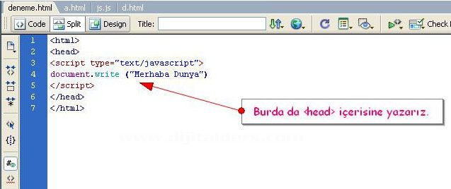 Javascriptin Html Sayfa İçerisine Yazılma Şekilleri