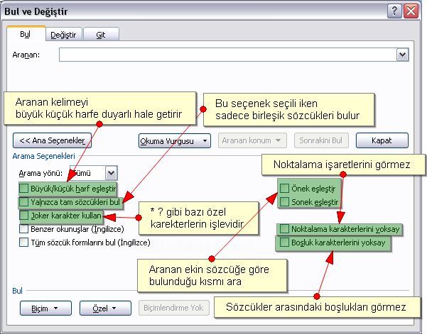 Winword 2007de Bul Ve Değiştir Anlatılması