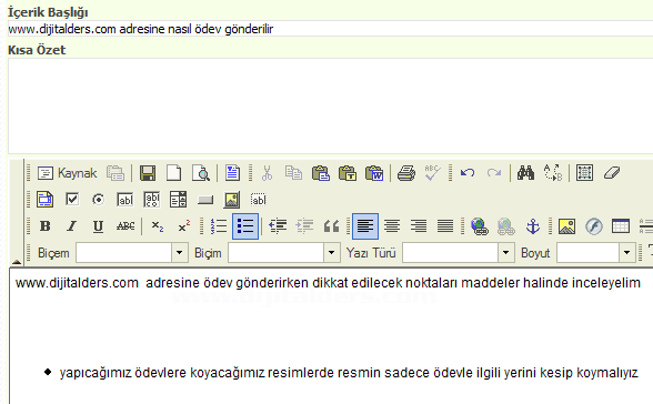 www.dijitalders.com adresine nasıl ödev gönderilir