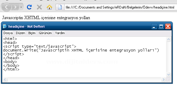 Javascriptin XHTML içerisine entegrasyon yolları