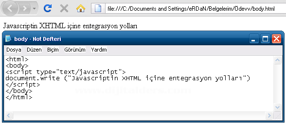 Javascriptin Xhtml İçerisine Entegrasyon Yolları