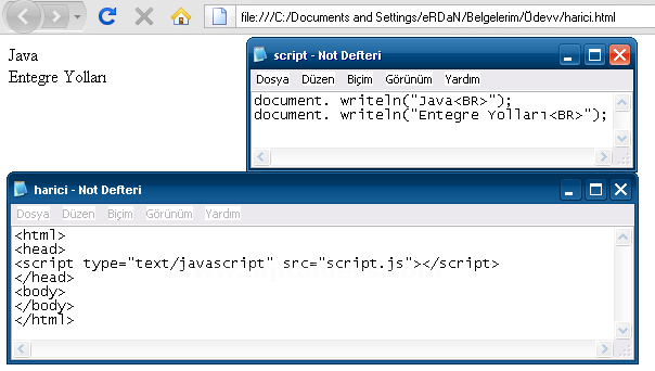 Javascriptin Xhtml İçerisine Entegrasyon Yolları
