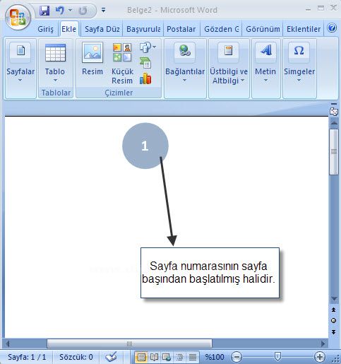 Sayfa Numaraları Bölümlere Farklı Tipte Ve Başlangıç Sayfa Numarası Vermek