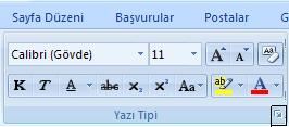 Office 2007 Yazı Tipi Menüsü Ve Araçları..