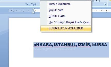Office 2007 Yazı Tipi Menüsü Ve Araçları