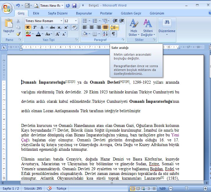 Office 2007de Paragraf İşlemleri