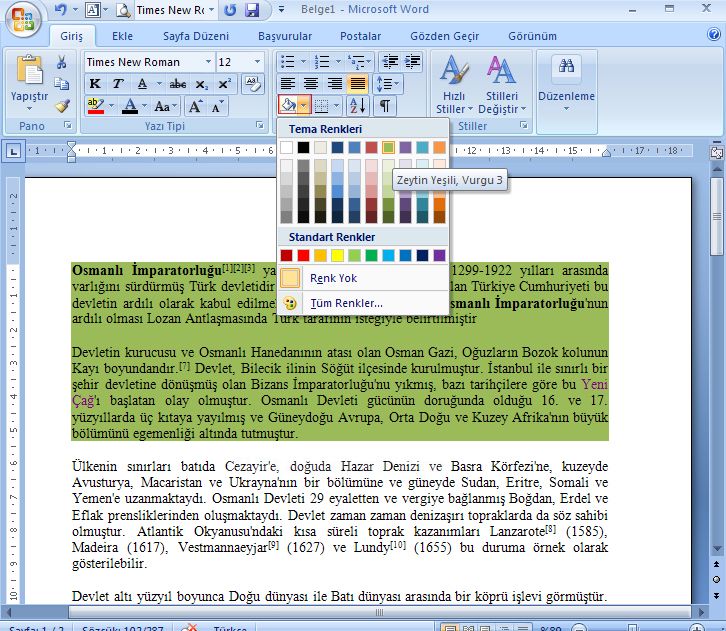 Office 2007de Paragraf İşlemleri