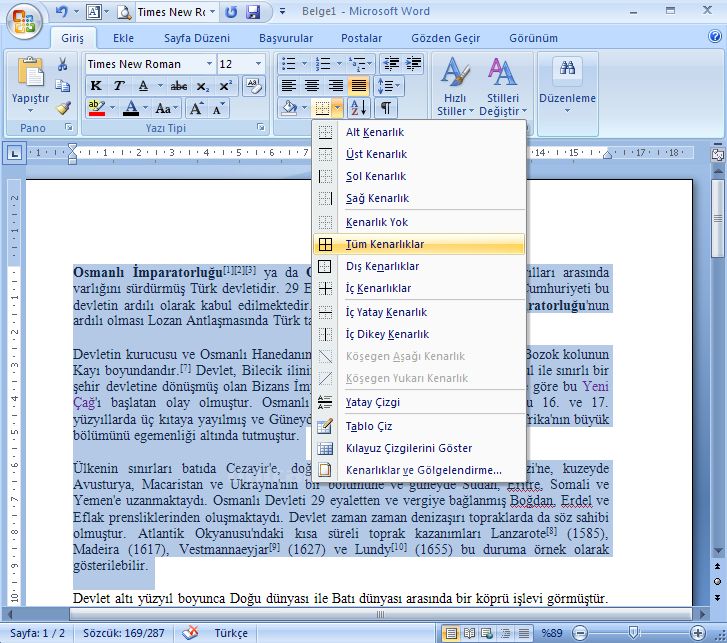 Office 2007de Paragraf İşlemleri