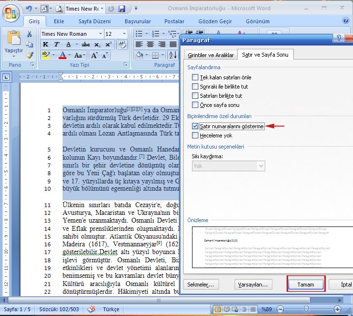 Office 2007de Paragraf İşlemleri