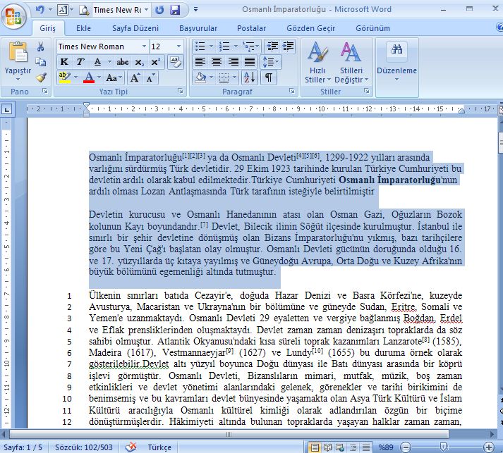 Office 2007de Paragraf İşlemleri