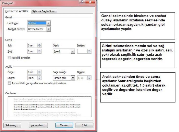 Office 2007de Paragraf İşlemleri Paragraf Sekmesi, Paragraf Karakteri, Paragraf Oluşturma Ve Silme