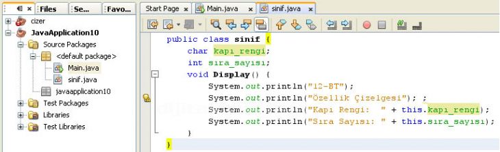 Java Class Yapısında This Kullanımı