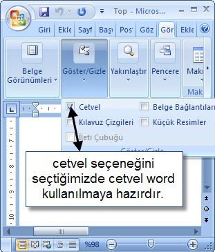Cetvel üzerindeki paragraf işlemleri